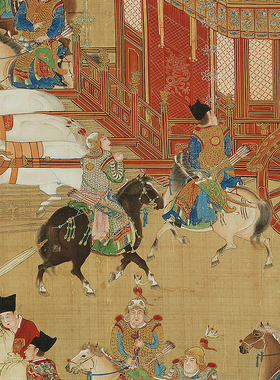 出警图高清微喷明代宫廷画工笔重彩人物画长卷传统人物临摹画稿