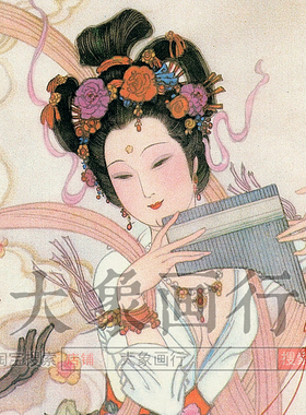 华三川献寿图工笔仕女画仙女画