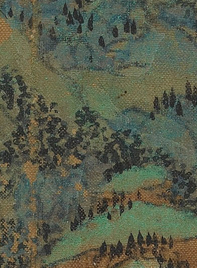 荆浩青绿高清微喷工笔重彩山水画