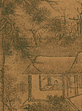 佚名山阴避暑图微喷打印宋元山水画临摹绢布画稿传统山水画范本