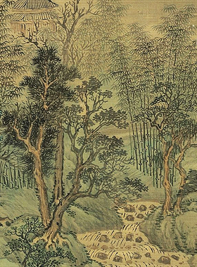 王翚云溪草堂图卷四王山水画古画