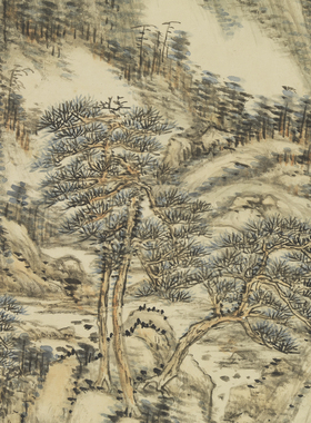 王原祁仿黄公望山水高清微喷清四王山水画临摹绢布画稿传统山水画