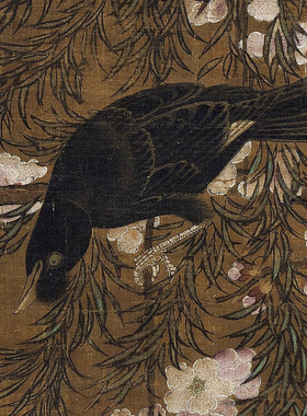 吕纪花卉翎毛图 传统工笔花鸟画临摹范本中式装饰画 艺术绢布画心