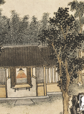 沈周东庄图册微喷打印明四家山水小品临摹绢布画稿中国田园画范本