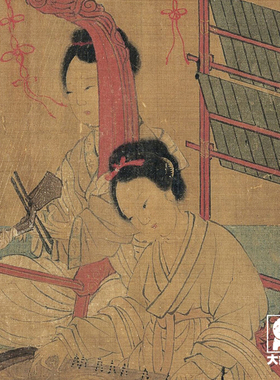 周文矩合乐图 宫乐图 微喷五代人物画临摹绢布画稿传统仕女画范本