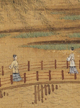 柳阁风帆图高清微喷宋元山水画小品临摹绢布画稿传统山水教学范本