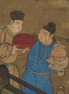 宋人博古图 传统工笔高士人物画临摹范本 中式装饰画艺术绢布画心