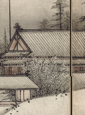 云谷等颜山水屏风高清微喷仿古山水画临摹绢布画稿日本山水画范本
