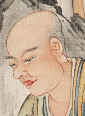 夏荆山仿周季常五百罗汉十六应真67高清微喷书画复制佛像临摹画稿