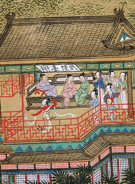 仇英清明上河图青绿山水高清国画长卷临摹彩色画稿传统山水人物画