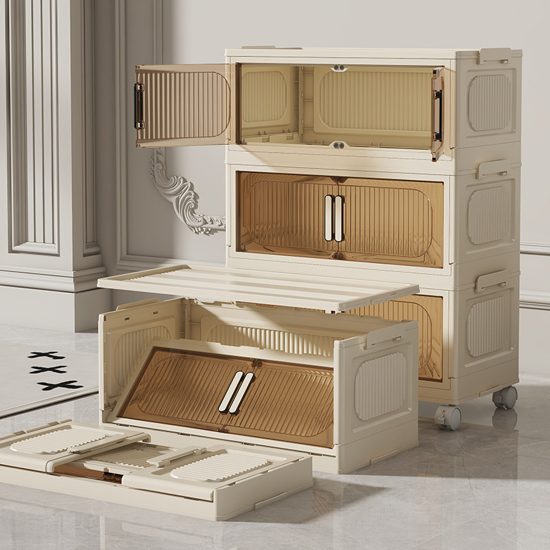 多层塑料储物柜防尘卧室收纳家用置物架折叠安装客厅玩具零食杂物