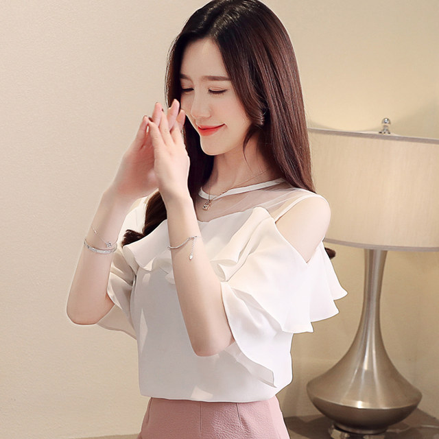 ເສື້ອຢືດ chiffon ຫວານສຸດບ່າໄຫຼໃນລະດູຮ້ອນ