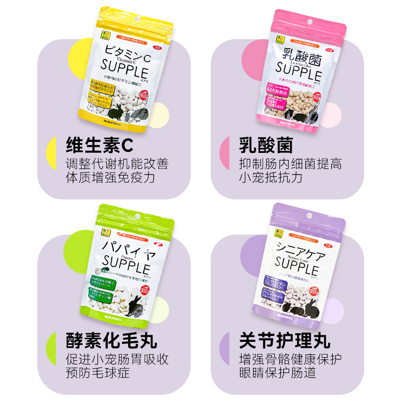 日本品高VC丸乳酸菌颗粒排毛木瓜丸关节护理兔子仓鼠荷兰猪100g - 图0