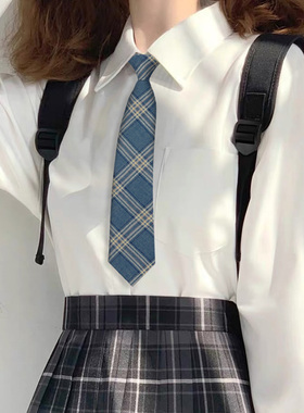 日系jk学院免打领带格子