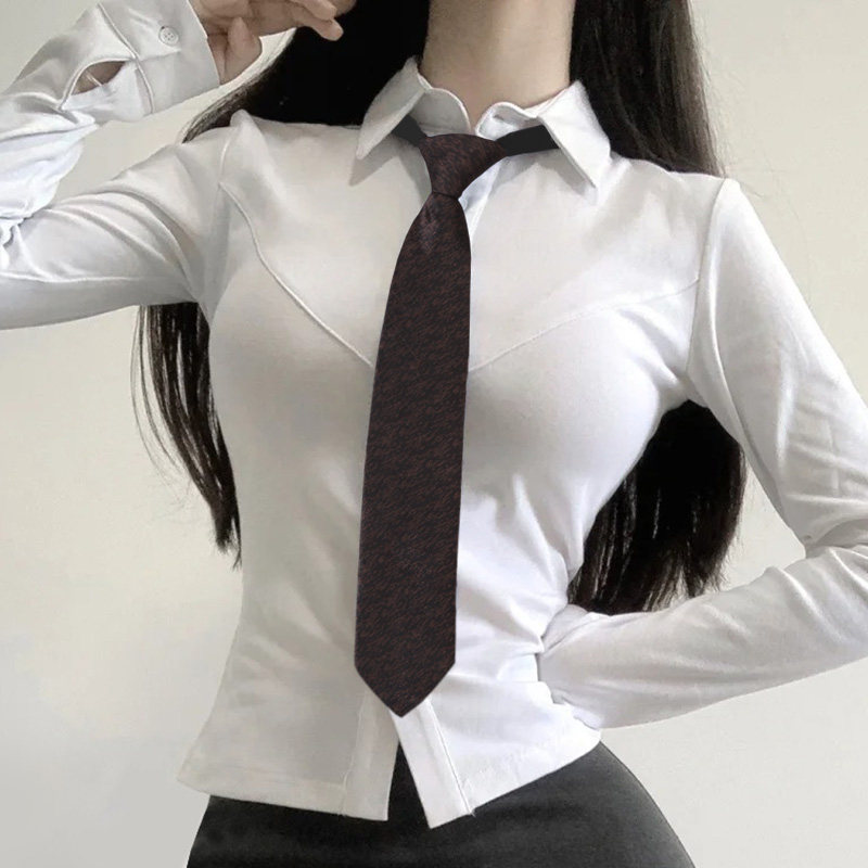 棕色细纹复古风免打拉链领带女制服衬衫配饰日系学院风手打领带男,淘宝优惠券,粉丝福利购,淘宝优惠卷