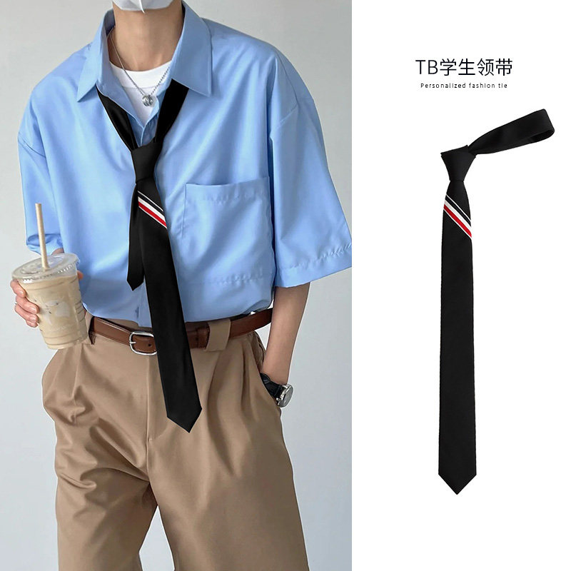 TB三色斜杠懒人拉链免打黑色领带女学院风灰色窄版手打休闲领带男,淘宝优惠券,粉丝福利购,淘宝优惠卷