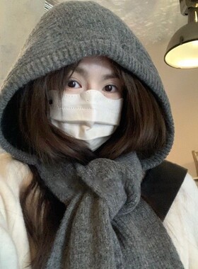 红色巴拉克拉法帽秋冬保暖毛线帽