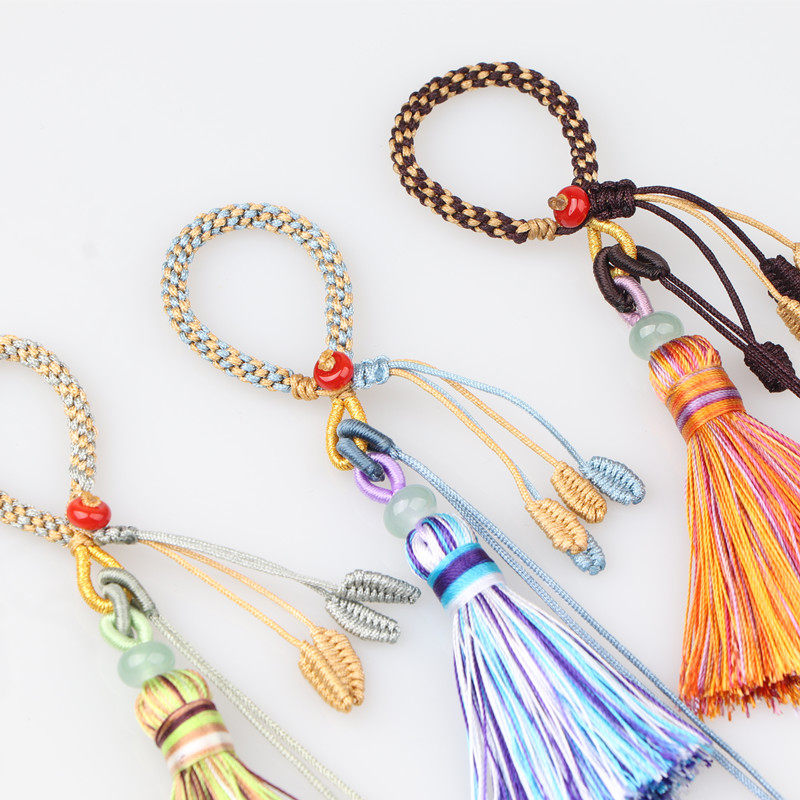 国色玉米结线圈藏式小流苏玉石吊坠挂手工编绳包包挂饰钥匙扣绳,淘宝优惠券,粉丝福利购,淘宝优惠卷