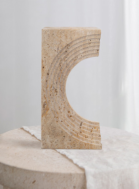 天然洞石现代拱门 摆件桌面摆件饰品ins样板间书房可定制