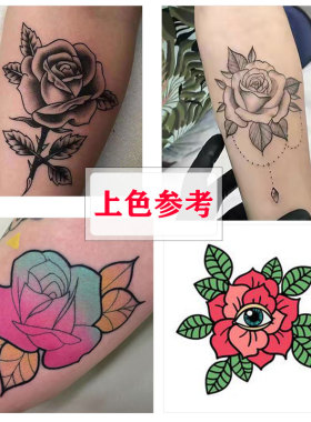 一次性免描图纹身带图转印纸素花腿部手背花臂刺青纹身花腿可定制