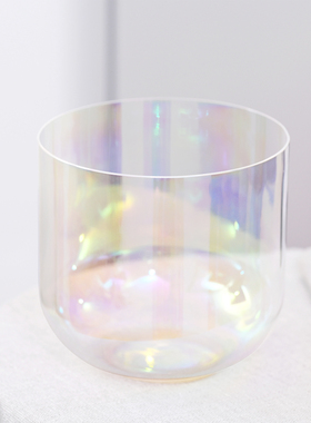 透明水晶钵颂钵 七彩极光音乐碗打碗乐器7音调8-14寸瑜伽水晶钵