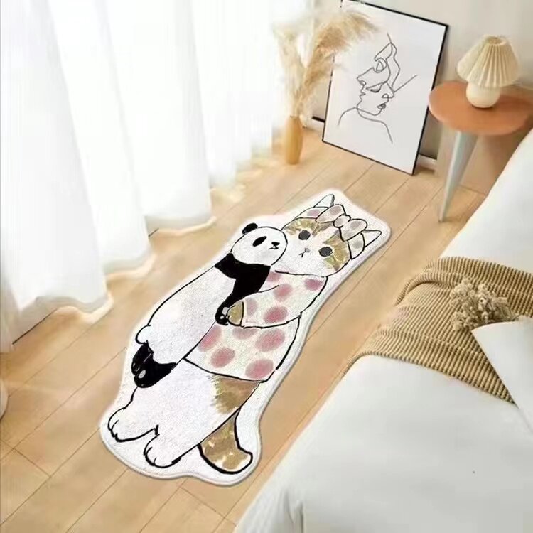 Cartoon Cat Carpet Imitation Cashmere Cat Feeling Bedside Blanket Girly Heart Cute Bedroom Children's Room Bedside Living Blanket