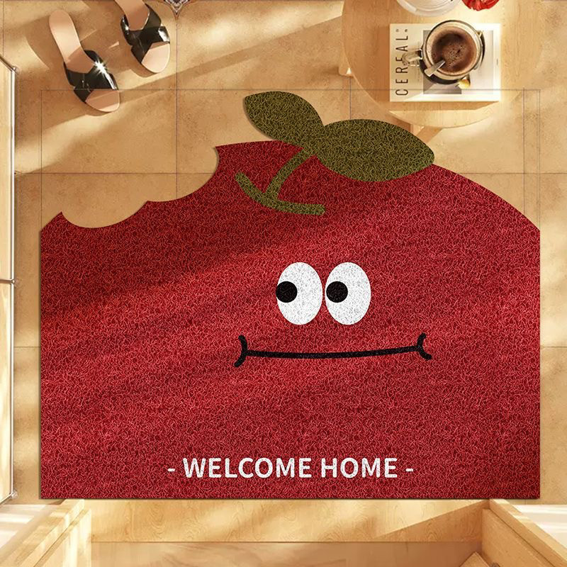 新款红色喜庆半圆丝圈入户门地垫家用玄关脚垫PVC刮沙耐磨进门垫,淘宝优惠券,粉丝福利购,淘宝优惠卷