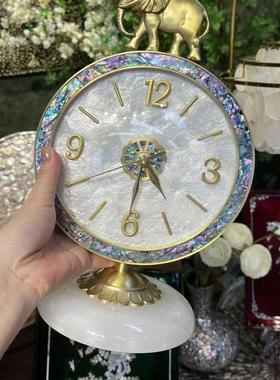 轻奢吉象黄铜贝壳座钟X