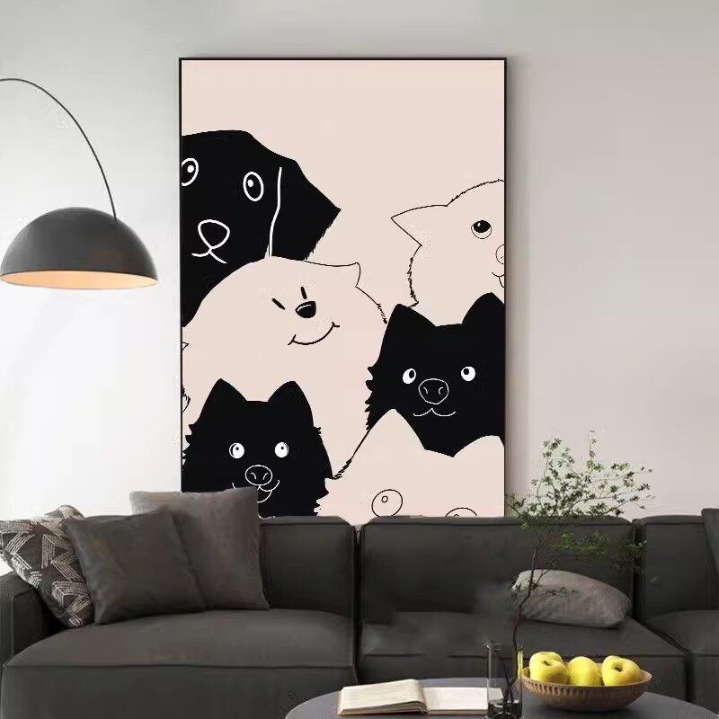 现代简约客厅沙发背景墙抽象猫咪个性落地床头卧室挂画走廊装饰画,淘宝优惠券,粉丝福利购,淘宝优惠卷