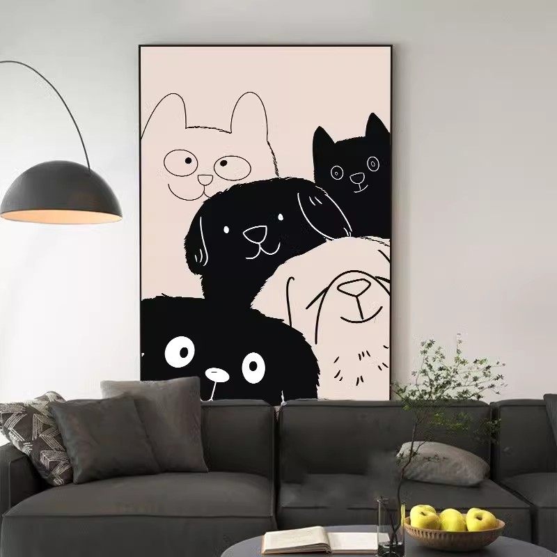 现代简约客厅沙发背景墙抽象猫咪个性落地床头卧室挂画走廊装饰画,淘宝优惠券,粉丝福利购,淘宝优惠卷