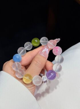 天然彩虹奶冻奥地利水晶手链女