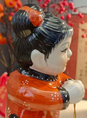 陶瓷童男童女恭贺童子金童玉女善财童子喜娃招财摆件新房礼品喜气