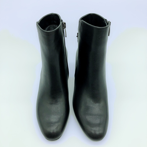 KISSCAT接吻猫2018秋短靴牛皮圆头瘦瘦侧拉链时装靴女KA98510-11 - 图0