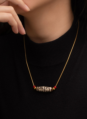 藏式风天珠横穿针式项链女