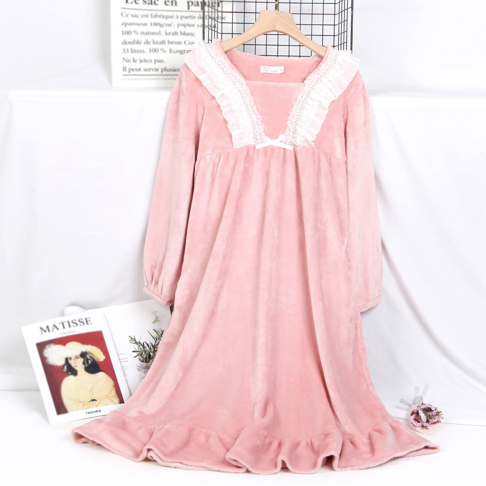 秋冬季珊瑚绒加绒长袖法兰绒睡衣 幻想曲睡裙