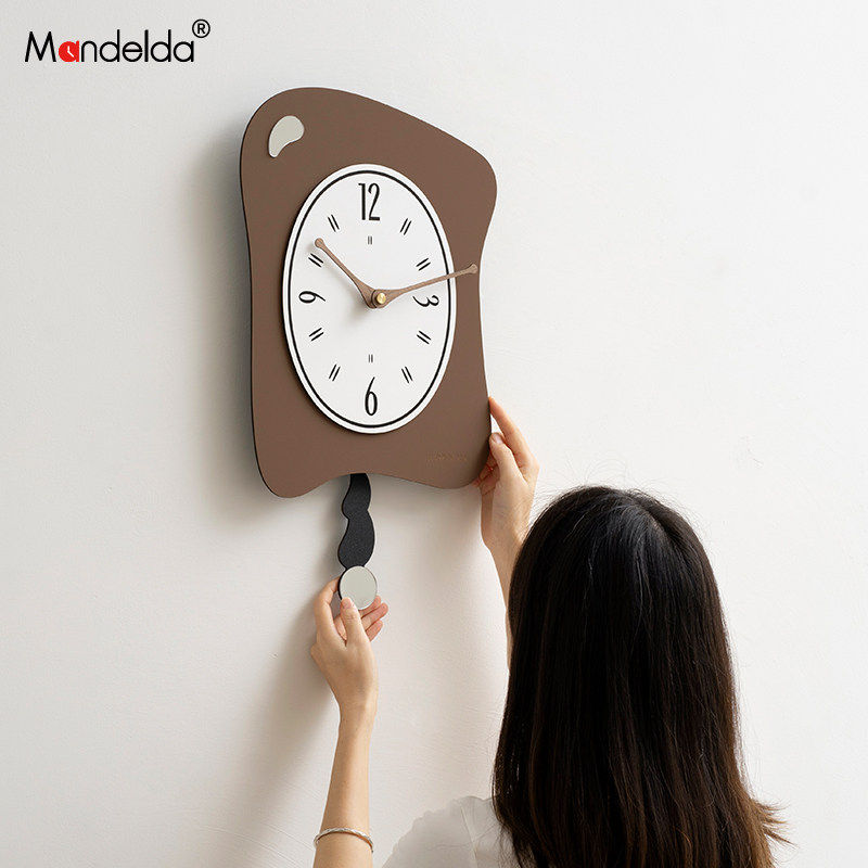 满得达免打孔中古风钟表客厅挂钟网红家用创意摇摆时钟挂墙,淘宝优惠券,粉丝福利购,淘宝优惠卷
