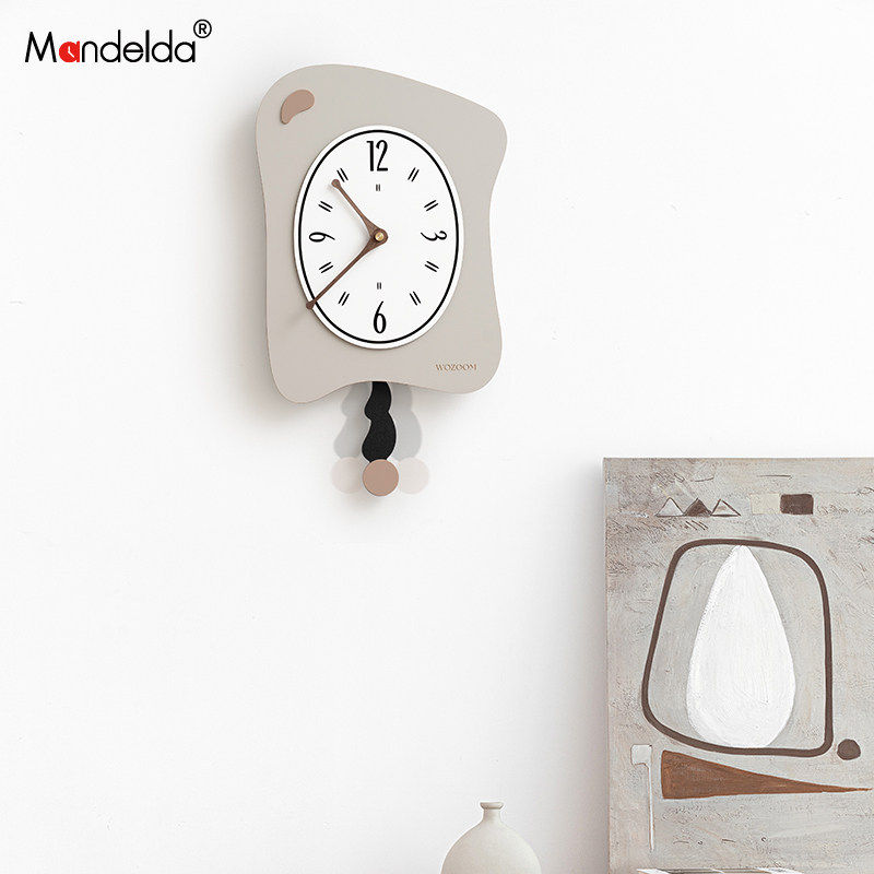 满得达免打孔中古风钟表客厅挂钟网红家用创意摇摆时钟挂墙,淘宝优惠券,粉丝福利购,淘宝优惠卷