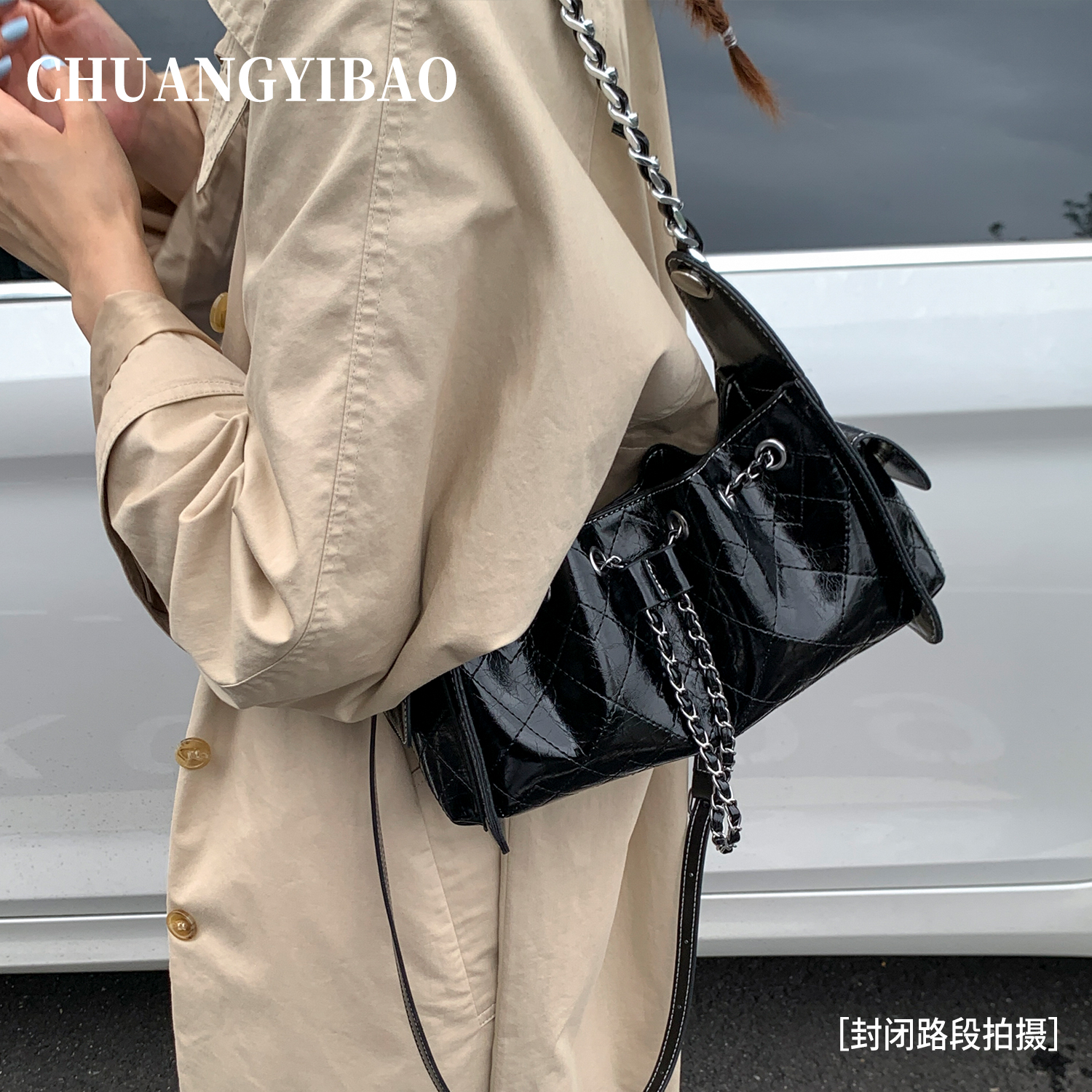 轻奢小众高级感菱格链条单肩包2025新款秋冬大容量通勤手提斜挎包 - 图1