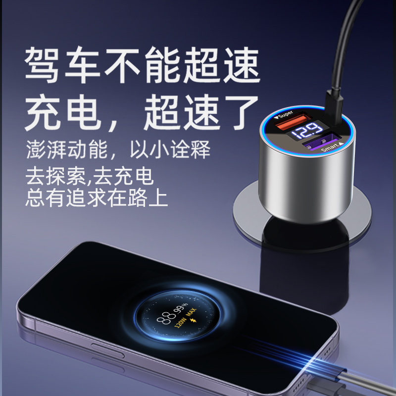 LDZM200w120w全兼容车充适用苹果IQOO11s12/VIVOx100车载充电器PD - 图2