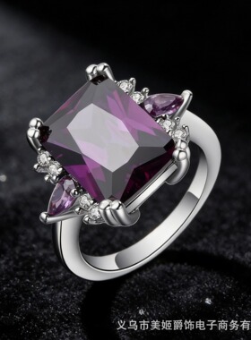 美姬方糖锆石百搭戒指