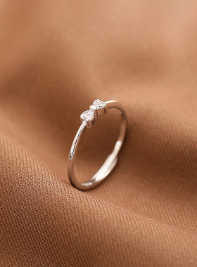 蝴蝶结镶钻细圈食指戒