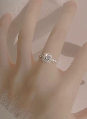 轻奢小众方形开口仿钻戒女款