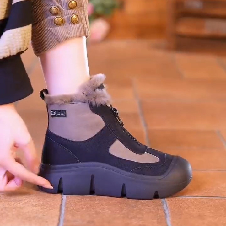 皮毛一体雪地靴女厚底加绒加厚保暖棉鞋2025年冬季新款马丁靴棉靴,淘宝优惠券,粉丝福利购,淘宝优惠卷