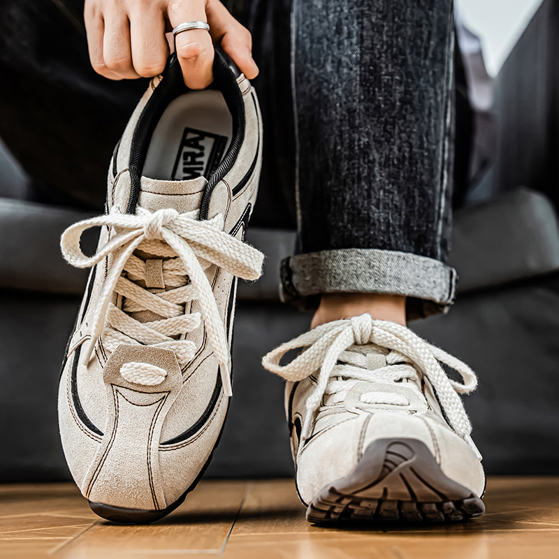 外贸男士赛车鞋夏季新款德训鞋平底休闲板鞋男款复古运动潮男鞋子 - 图3