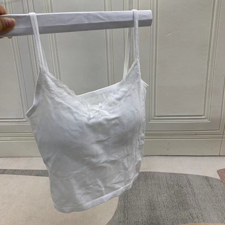 赵露思同款文胸吊带背心辣妹性感打底上衣蕾丝花边带胸垫内衣 - 图0