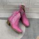 Foreign trade original single pointed toe solid color thick heel short boots hot diamond sleeve Barbie princess style