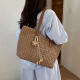 Woven Tote Bag Beach Vacation Straw Bag Shoulder Bag