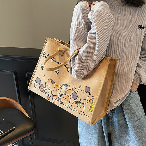Large-capacity canvas tote bag, hand-held shoulder mummy bag