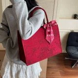 Красная вместительная и большая сумка для невесты, китайский стиль, с вышивкой, для подружки невесты