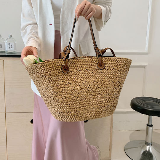 Straw bag women's woven vegetable basket large capacity tote bag